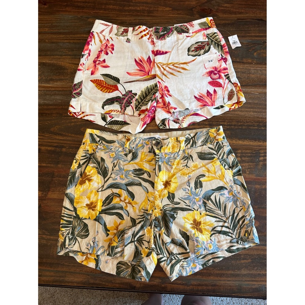 Old Navy Everyday Shorts Size 6 Floral Print Linen Blend Tropical bundle of 2‎